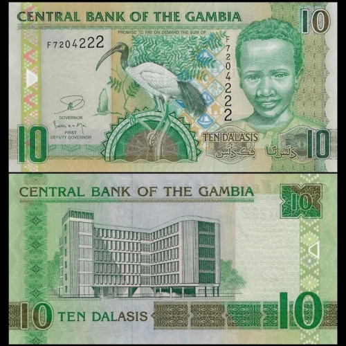 Nota da Gambia 10 Dalasis 2013 Pick #26 UNC