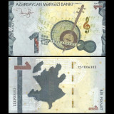 Nota do Azerbeijão 1 Manat 2023 Pick #38b UNC
