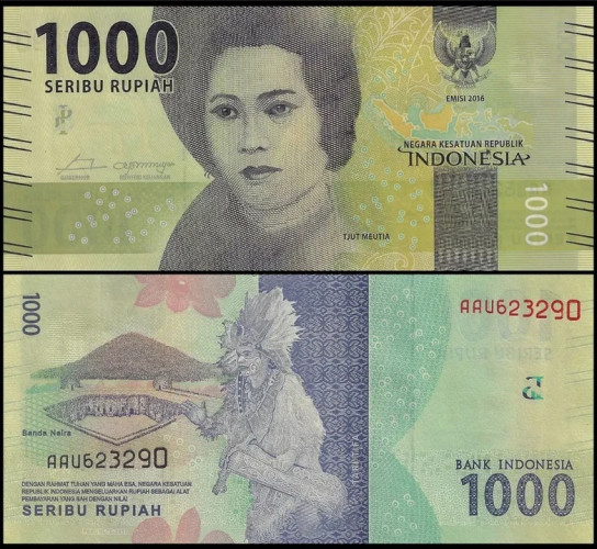 Nota da Indonesia 1000 Rupiah 2016 Pick # 154b UNC