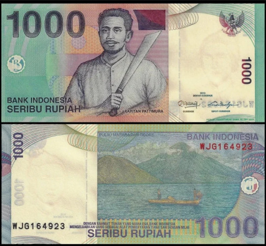 Nota da Indonesia 1000 Rupiah 2013 Pick # 141m UNC