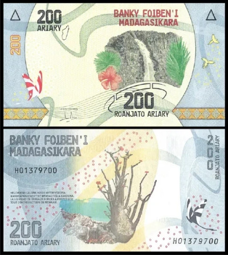 Nota de Madagascar 200 Ariary 2022 Pick # 98b UNC