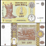 Nota da Moldavia 1 Leu 2015 Pick # 21 UNC