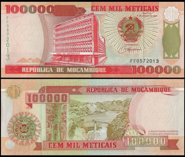 Nota de Moçambique 100000 Meticais 1993 Pick # 139 UNC