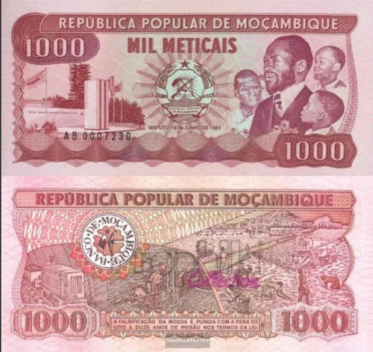 Nota de Moçambique 1000 Meticais 1983 Pick # 132a UNC