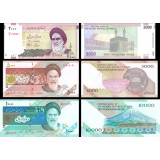 Lote de 7 Notas do Irão 2003/2015 Set Completo UNC