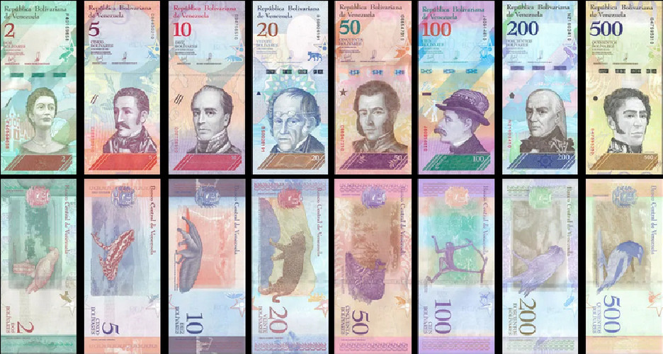 Lote de 8 Notas da Venezuela 2 - 500 Bolivares 2018 Set completo UNC