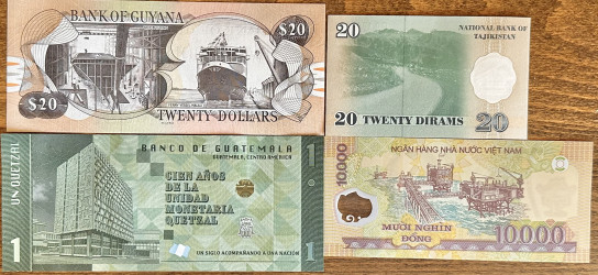 Lote Especial de 20 Notas do Mundo – Diversos Continentes – Estado UNC