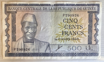 Guiné - 500 Francs (1960) - Pick #14a - Primeira Emissão Independente