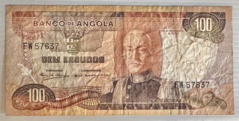 100 Escudos (1972) - Marechal Carmona - Banco de Angola Pick #101