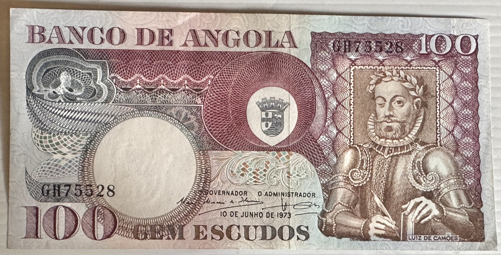Angola - 100 Escudos 1973 - Luís de Camões Pick #106 (75528)