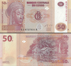 República Democrática do Congo - 50 Francos 2020 - Máscara Tshokwe Pick #97b UNC