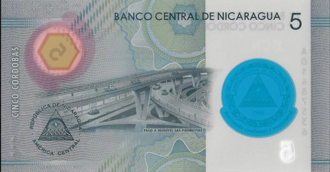 Nicarágua - 5 Córdobas (2019) - 60 Anos BCN - Polímero - Pick #219a UNC