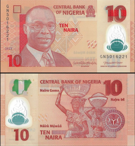 Nigéria - 10 Naira (2022) - Alvan Ikoku - Polímero - Pick #39n - UNC