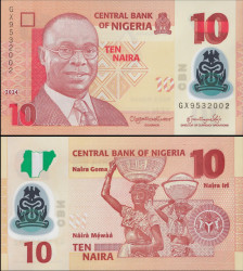 Nigéria - 10 Naira (2024) - Alvan Ikoku - Nova Emissão - Polímero Pick #39o UNC