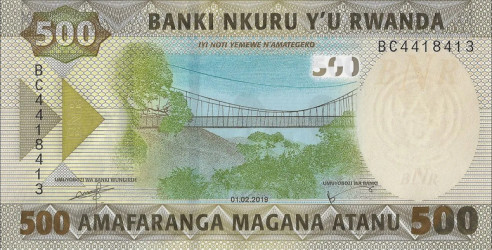 Ruanda - 500 Francos (2019) - Educação e Infraestrutura - Pick #W42 - UNC