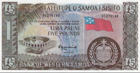Samoa Ocidental - 5 Libras 2020 (1963) - Era Pré-Decimal - Pick #15b - UNC