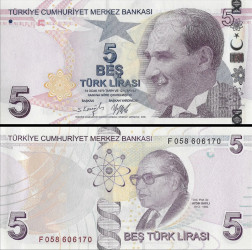 Turquia - 5 Liras (2022) - Mustafa Kemal Atatürk e Aydın Sayılı - Pick #222 - UNC
