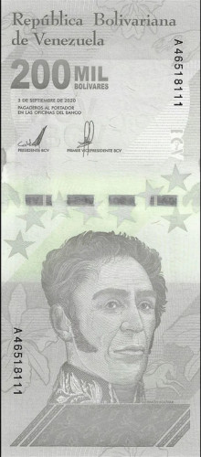 Venezuela - 200.000 Bolívares (2020) - Simón Bolívar e Panteão Nacional - Pick #W112 - UNC
