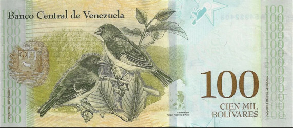 Venezuela - 100.000 Bolívares (2017) - Simón Bolívar e Cardeais - Pick #100b - UNC