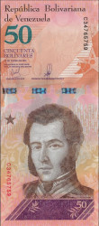 Venezuela - 50 Bolívares (2018) - Simón Rodríguez e Jaguar - Pick #105 - UNC