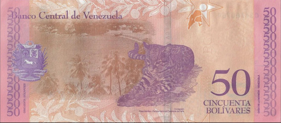 Venezuela - 50 Bolívares (2018) - Simón Rodríguez e Jaguar - Pick #105 - UNC