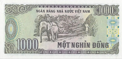 Vietname - 1000 Dong (1988) - Ho Chi Minh e Extração de Madeira - Pick #106a - UNC