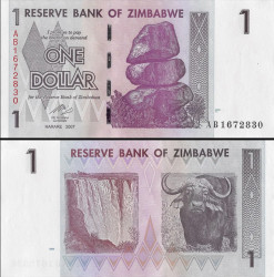 Zimbabué - 1 Dólar (2007) - Chiremba Balancing Rocks - Pick #65 - UNC