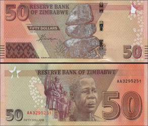 Zimbabué - 50 Dólares (2021) - Chiremba Rocks e Mbuya Nehanda - Pick #W105 - UNC