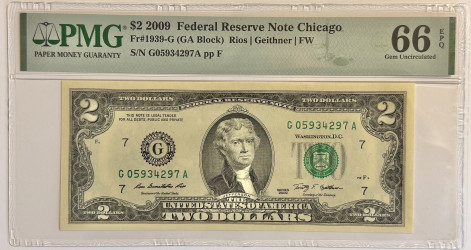 2 Dollar 2009 Chicago - PMG 66 Gem Uncirculated EPQ