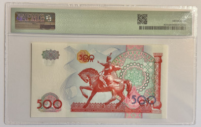 Usbequistão - 500 Sum (1999) - Estátua de Amir Temur - Pick #81 - UNC (PMG Sample)