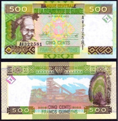 Nota da Republica da Guiné 500 Francos 2017 Pick #47b UNC