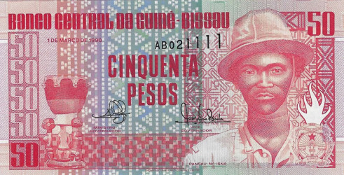 Nota da Guiné-Bissau 50 Pesos 1990 Pick #10 UNC
