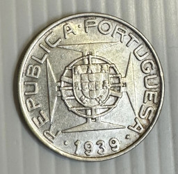 10 Escudos 1939 - São Tomé e Príncipe (Prata) KM# 10 MBC+