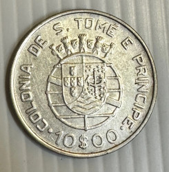10 Escudos 1939 - São Tomé e Príncipe (Prata) KM# 10 MBC+