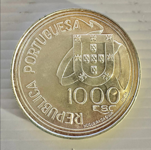 1000 Escudos 1994 - Tratado de Tordesilhas (Prata) KM# 666 UNC