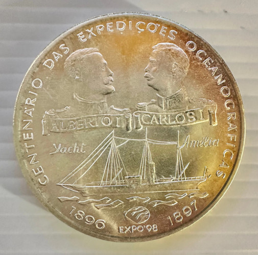 1000 Escudos 1997 - Primeiras Exposições Oceanográficas (Prata) KM# 697 UNC