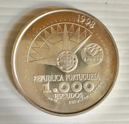 1000 Escudos 1998 - Ano Internacional dos Oceanos (Prata) KM# 714 UNC