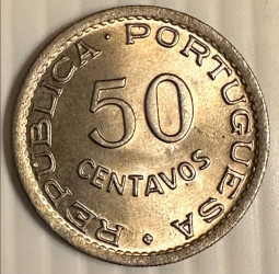 Cabo Verde  50 Centavos 1949 (Alpaca) KM# 6 BELA