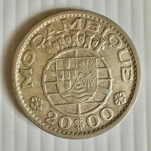 20 Escudos 1955 - Colonia de Moçambique (Prata) KM# 81 MBC+