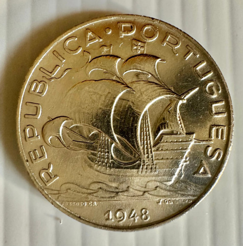5 Escudos 1948 - Portugal (Prata) KM# 581 MBC+