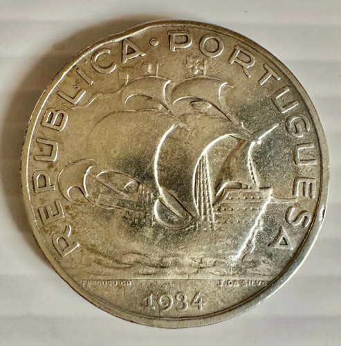 5 Escudos 1934 - Portugal (Prata) KM# 581 BC
