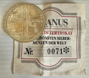 20 Escudos 1966 - Portugal (Ponte Salazar) Prata KM# 591 BELA
