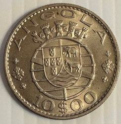 Angola 1970 – 10 Escudos (Província Ultramarina) KM# 83 – Cupro-Níquel A-UNC