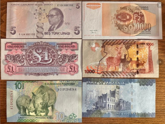 Los 20 kassenfrische UNC-Banknoten aus der ganzen Welt (L1)